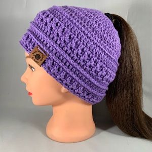 Cotton Purple Women's Lg Spring Ponytail Hat